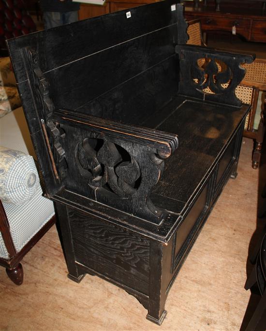 Ebonised monks bench